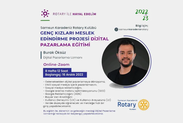 Samsun Karadeniz Rotary Kulübü, genç kızlara ‘Dijital pazarlama’ öğretiyor