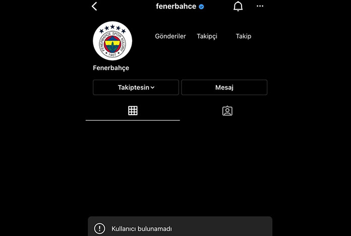 Fenerbahçe’nin Instagram hesabı kapatıldı