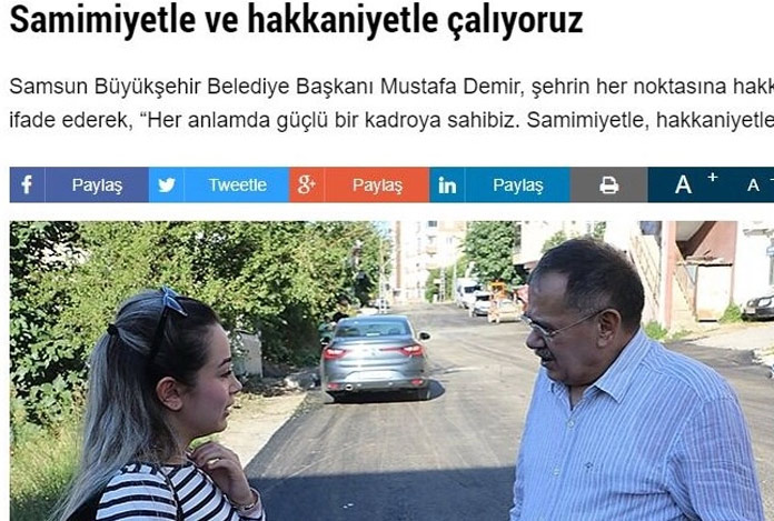 Samsun Büyükşehir Belediyesi’nden skandal paylaşım: “Samimiyetle ve hakkaniyetle çalıyoruz’