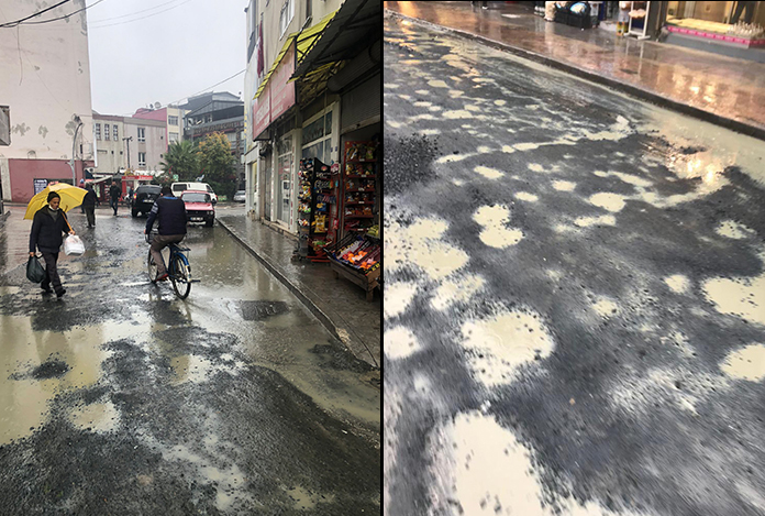 Yağmur yağdı, Terme’de yollar köstebek yuvasına döndü