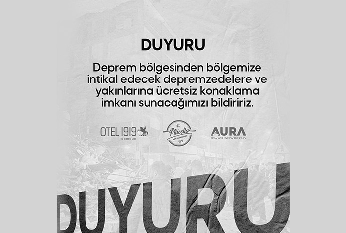 Otel 1919 Kapılarını Depremzelere ve Yakınlara Açıyor