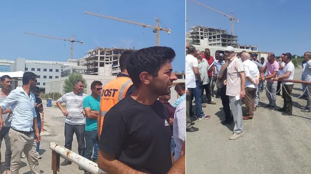 Samsun’da devlet hastanesi inşaatında çalışan işçiler iş bıraktı