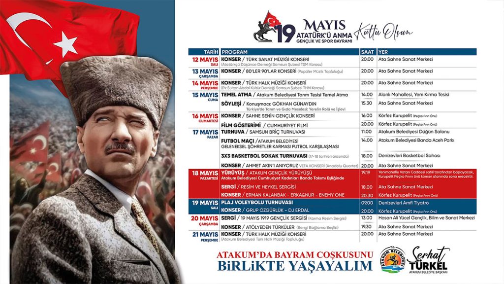 Atakum Belediyesi 19 Mayıs coşkusunu kentin bir dört tarafına taşıyor